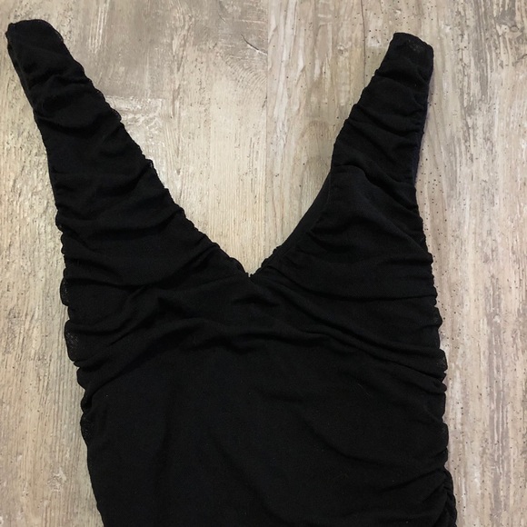 Express Black Rouched Bodycon Dress - Picture 3 of 6